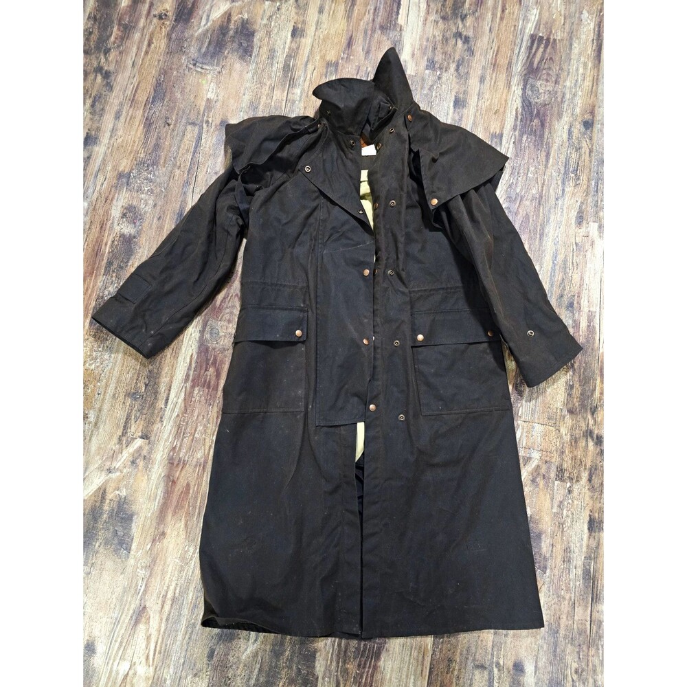Outback West Black Oilskin Cotton Duster Coat Size Small – Western Ranch 2059-C